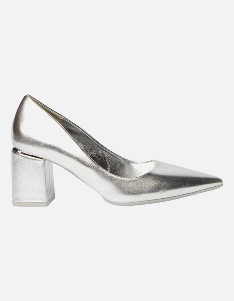 Womens/Ladies Baden Metallic Detail Medium Block Heel Court Shoes