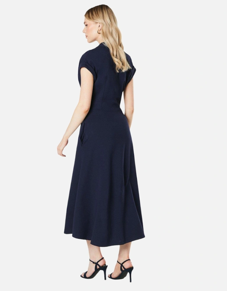 Womens/Ladies Ponte Waist Tie Midi Dress