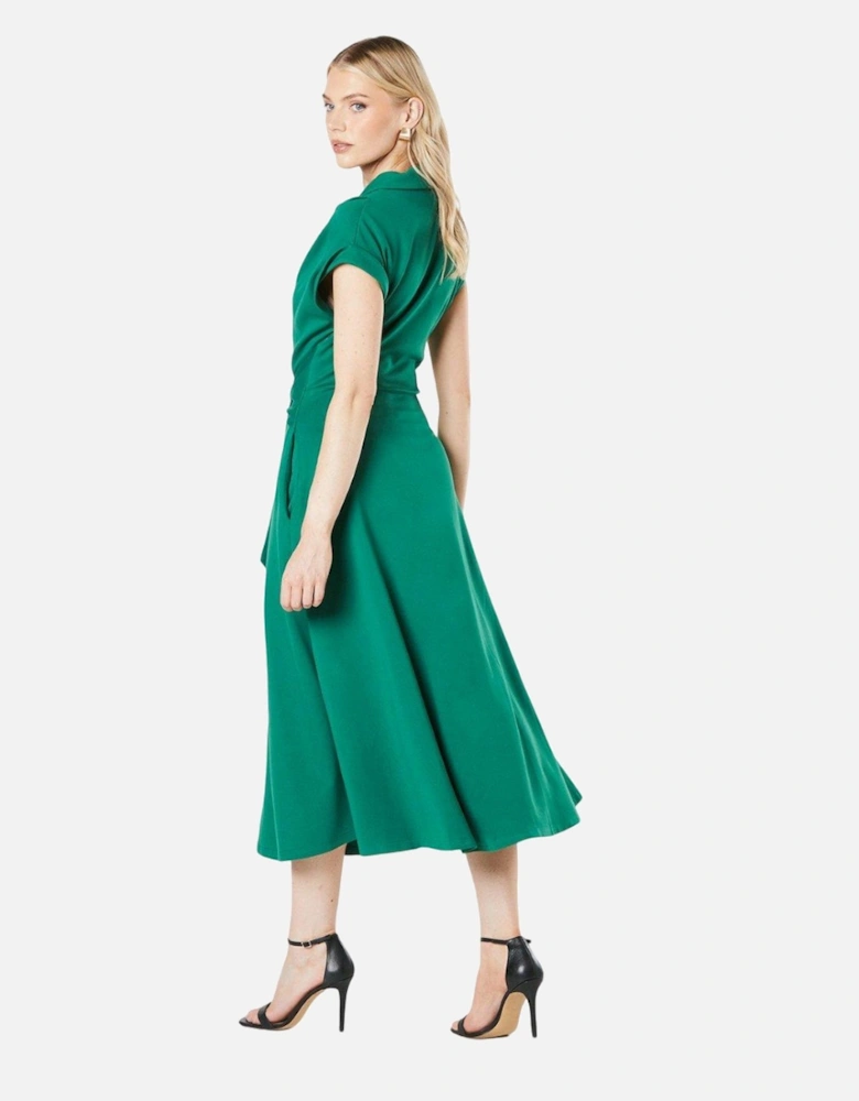 Womens/Ladies Ponte Waist Tie Midi Dress