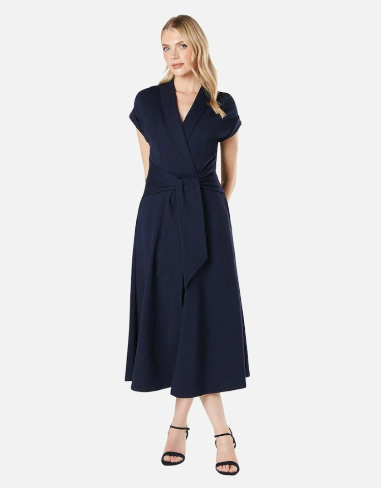 Womens/Ladies Ponte Waist Tie Midi Dress