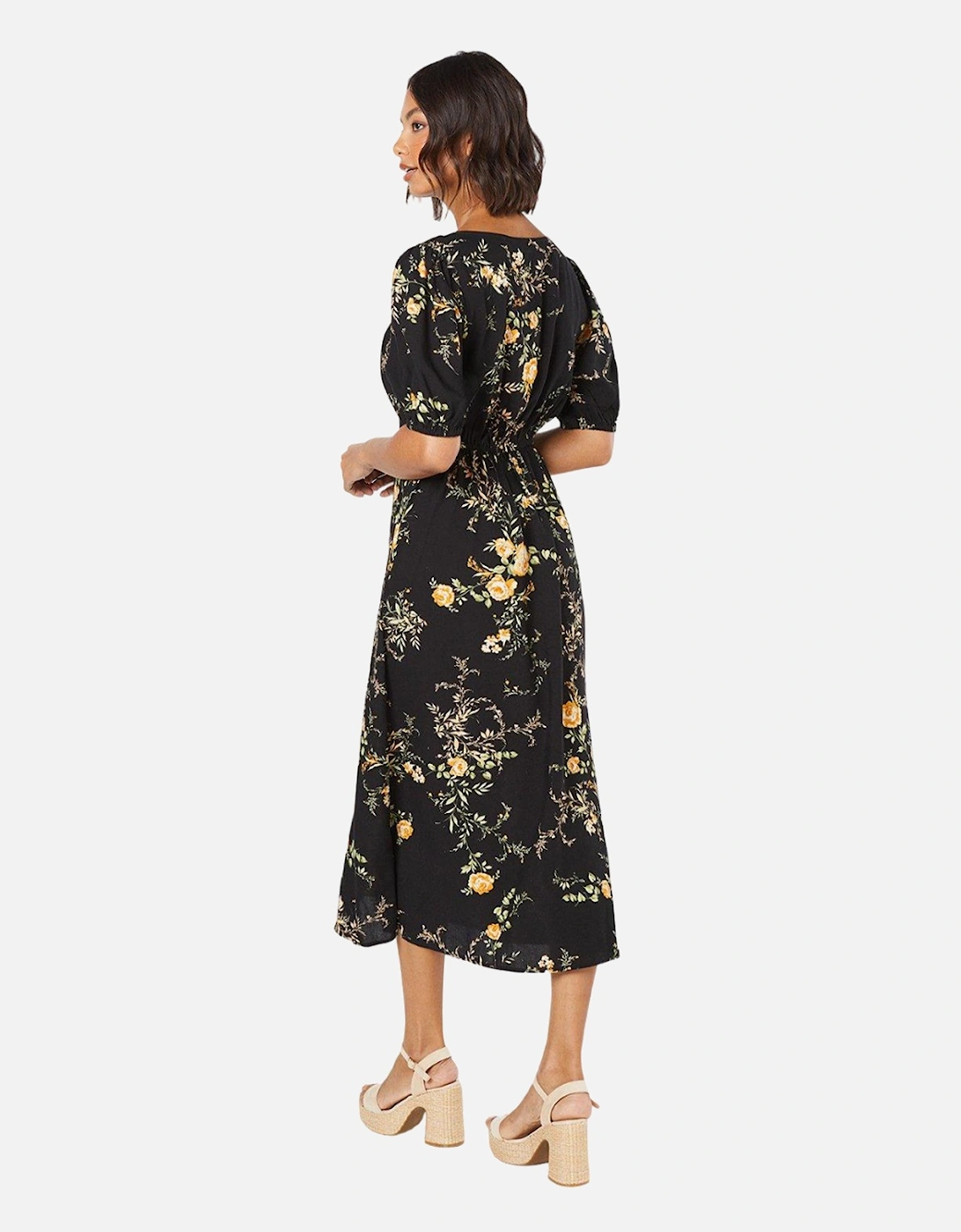 Womens/Ladies Floral Double Tie Front Midi Dress