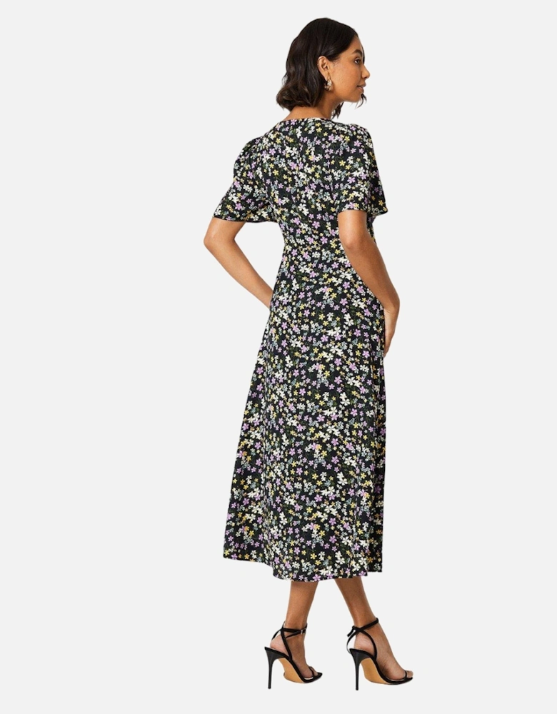 Womens/Ladies Ditsy Print Button Front Midi Dress