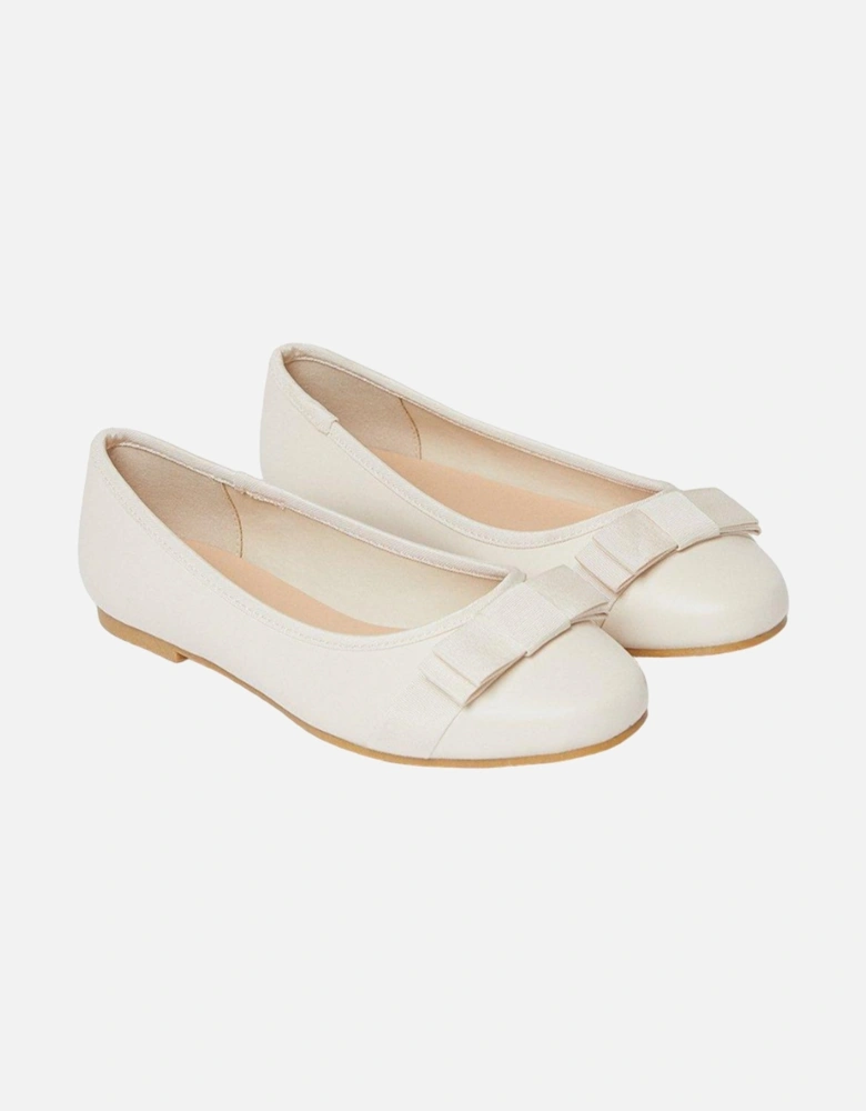 Womens/Ladies Paris Bow Detail Wide Ballerina Flats