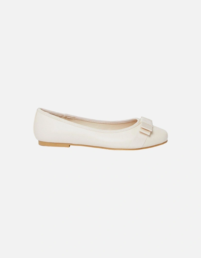 Womens/Ladies Paris Bow Detail Wide Ballerina Flats