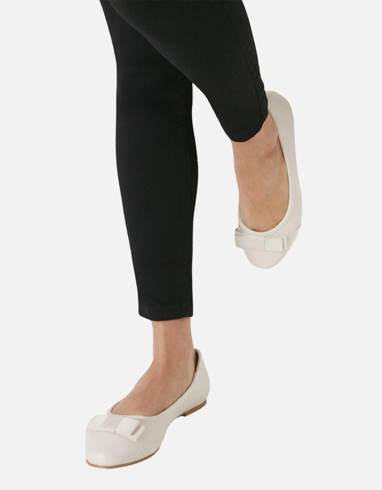 Womens/Ladies Paris Bow Detail Wide Ballerina Flats