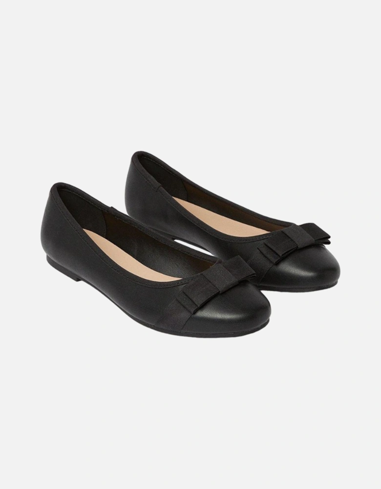 Womens/Ladies Paris Bow Detail Wide Ballerina Flats