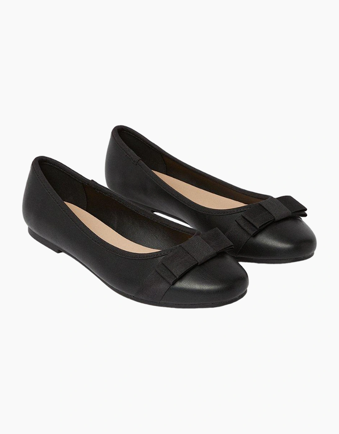 Women's Dorothy Perkins Womens/Ladies Paris Bow Detail Wide Ballerina Flats - Black/Black - Size: 8
