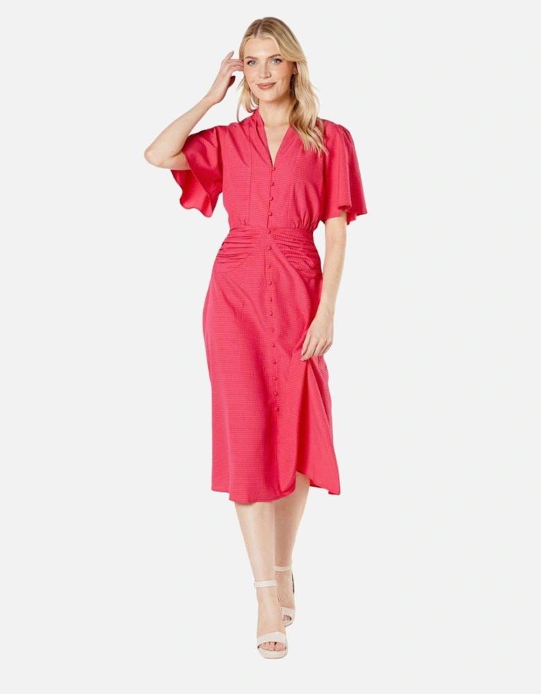 Womens/Ladies Textured Woven Midi Dress