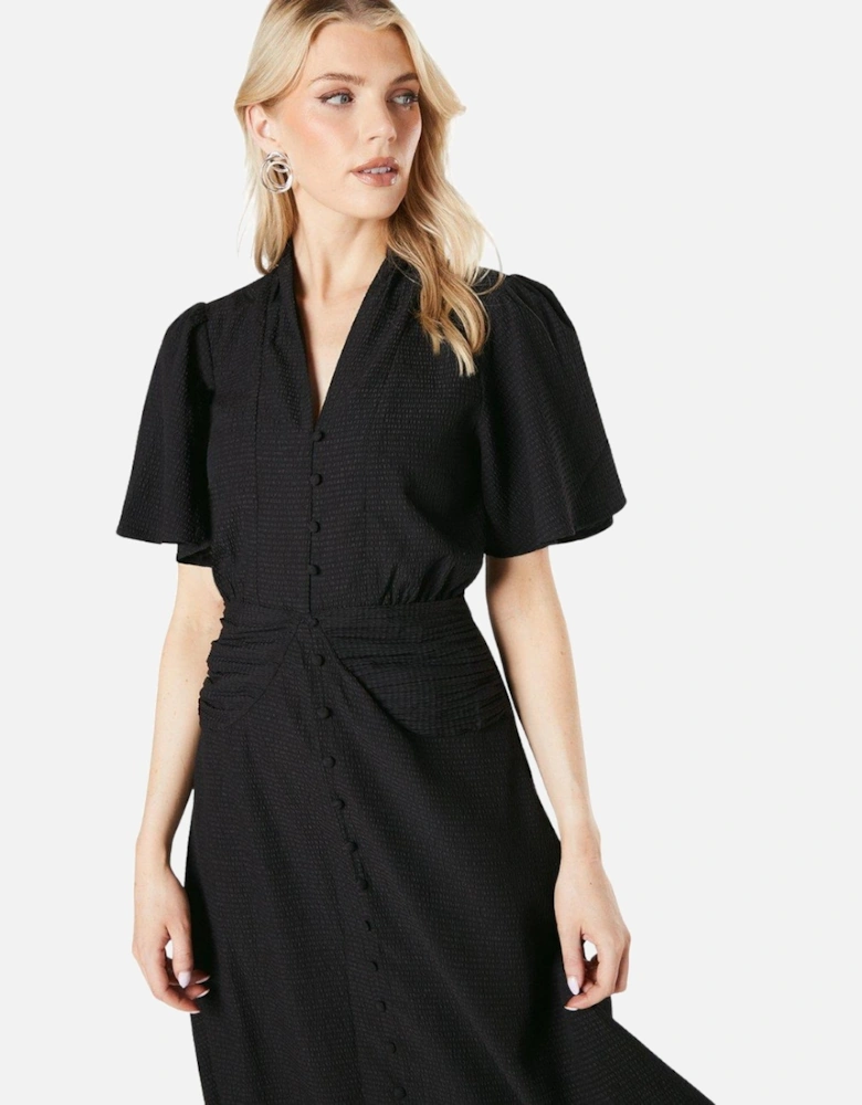 Womens/Ladies Textured Woven Midi Dress