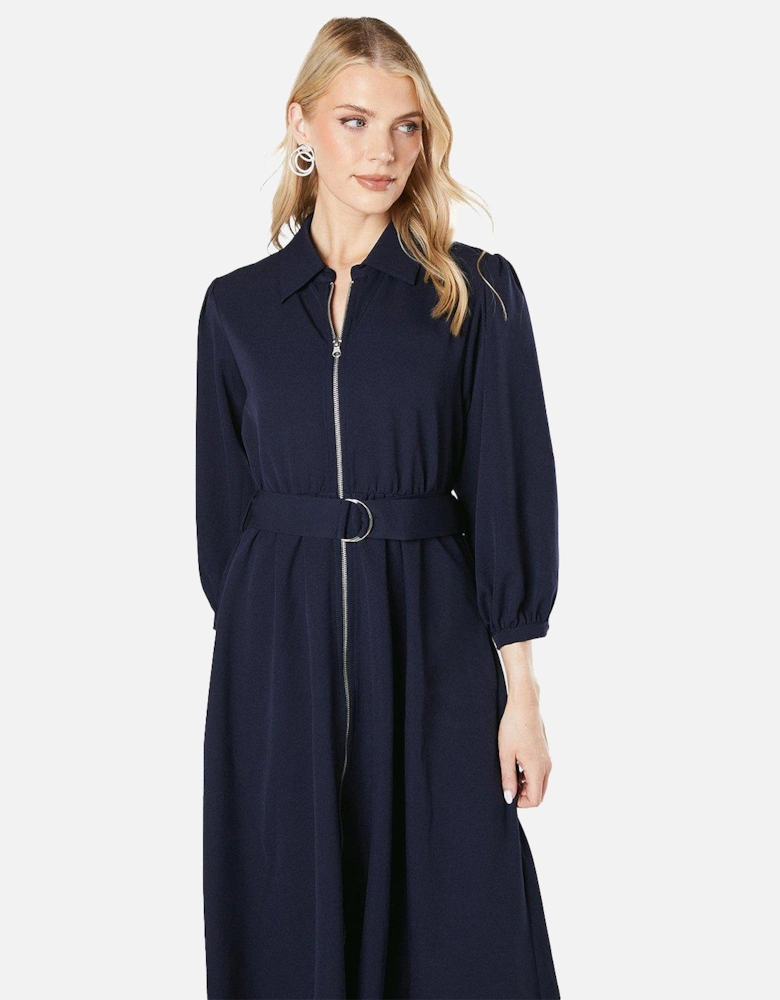 Womens/Ladies Chunky Zip Front Midi Dress