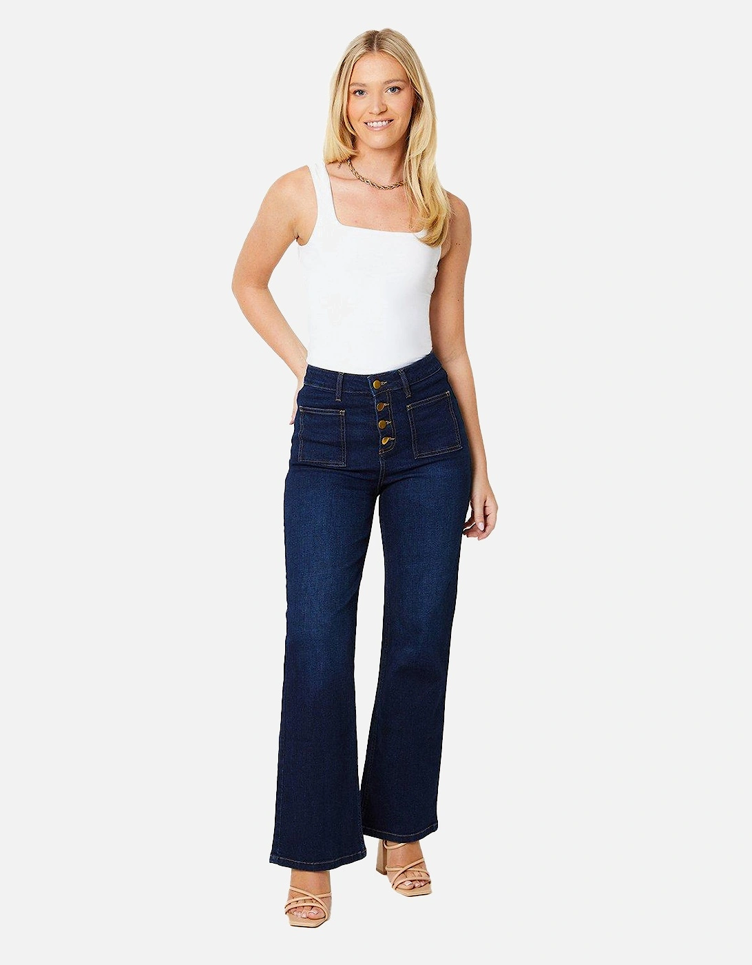 Womens/Ladies Flared High Rise Jeans