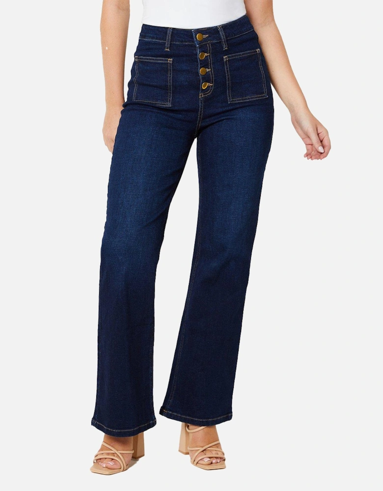 Womens/Ladies Flared High Rise Jeans