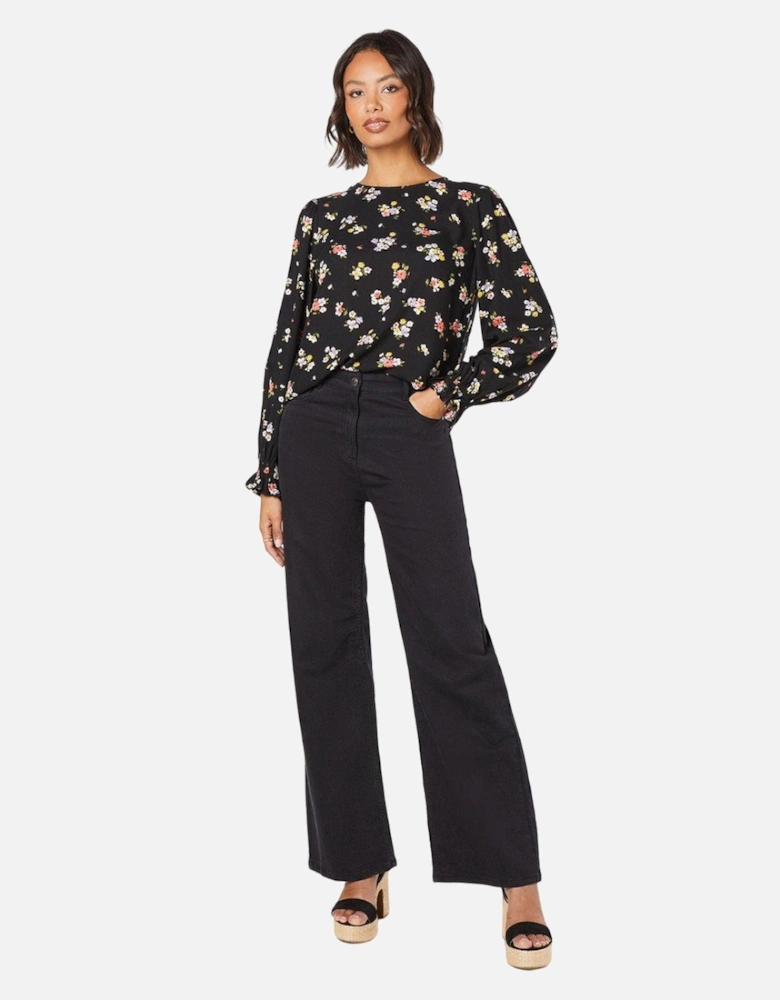 Womens/Ladies Ditsy Floral Long-Sleeved Blouse