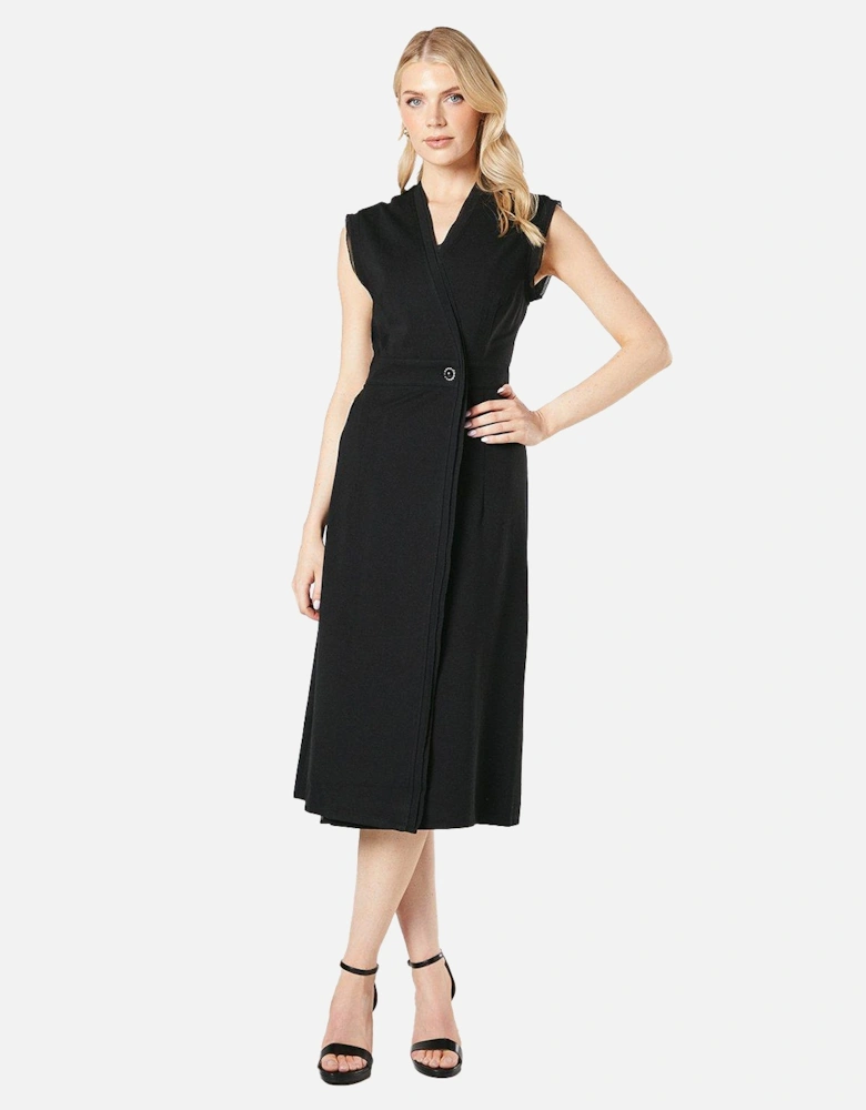 Womens/Ladies Ponte Button Midi Dress