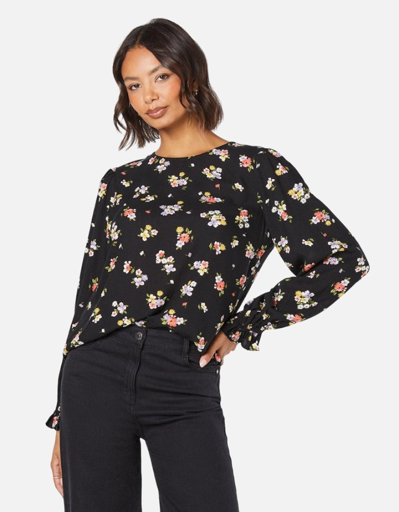 Womens/Ladies Ditsy Floral Long-Sleeved Blouse