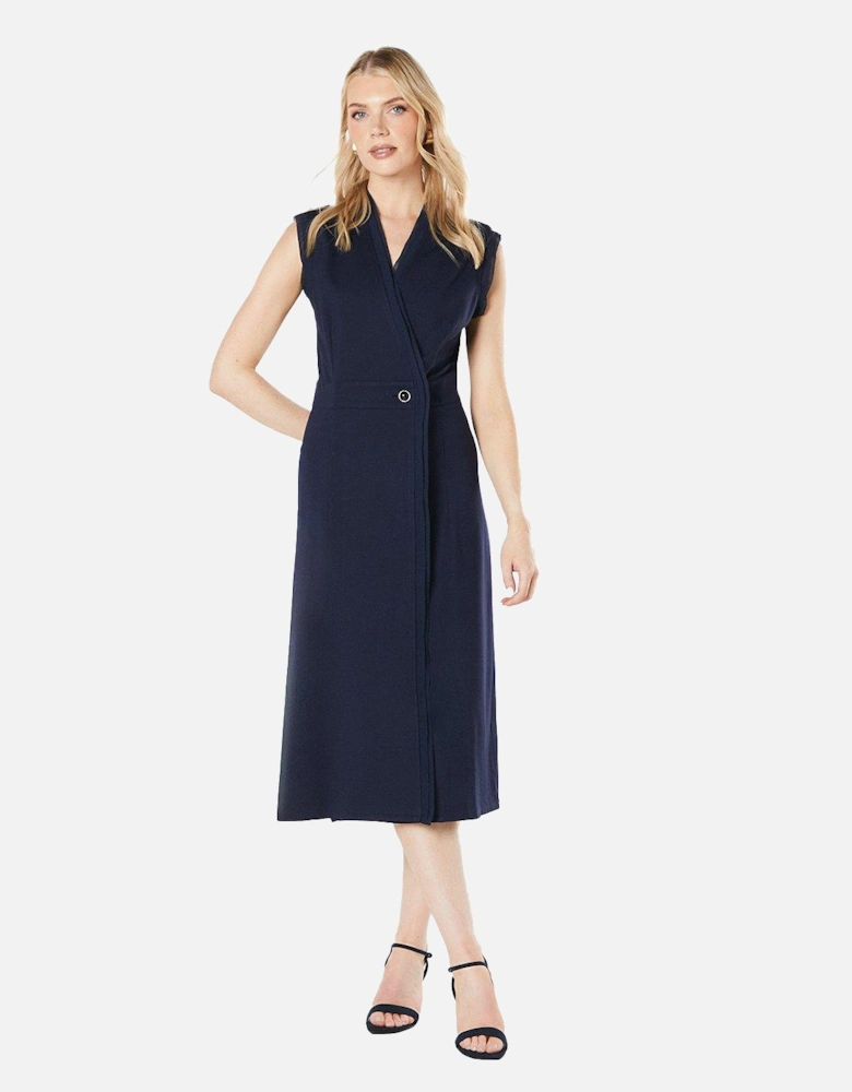 Womens/Ladies Ponte Button Midi Dress