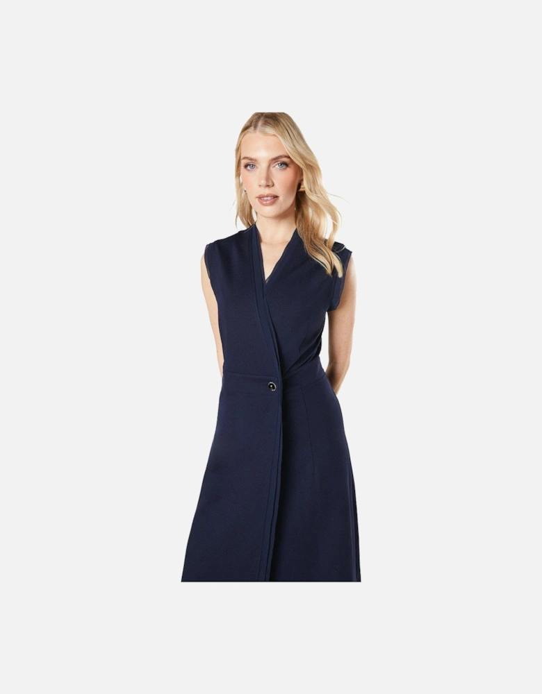 Womens/Ladies Ponte Button Midi Dress