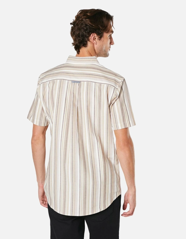 Mens Variegated Stripe Oxford Short-Sleeved Shirt