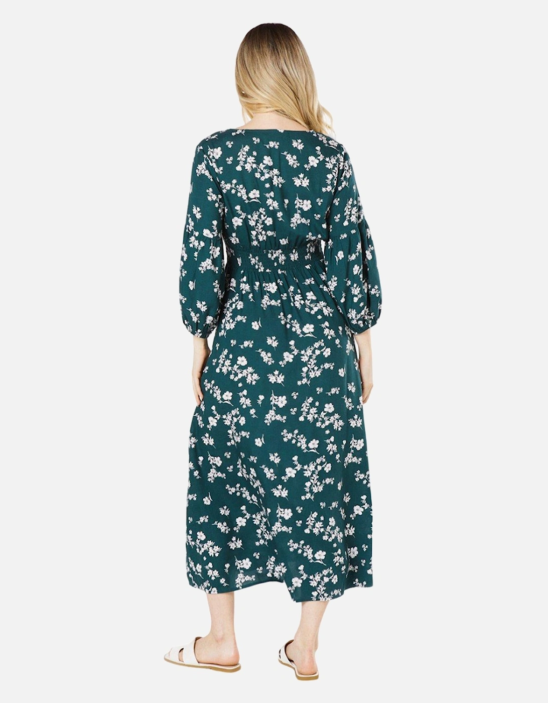 Womens/Ladies Ditsy Floral V Neck Midi Dress