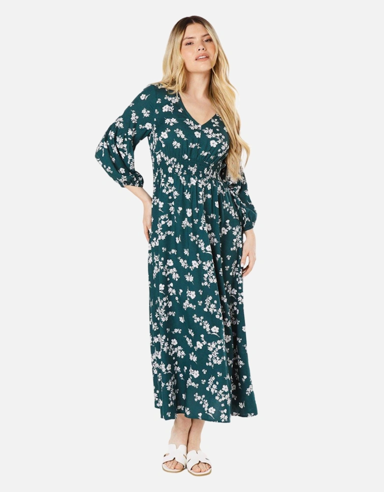 Womens/Ladies Ditsy Floral V Neck Midi Dress