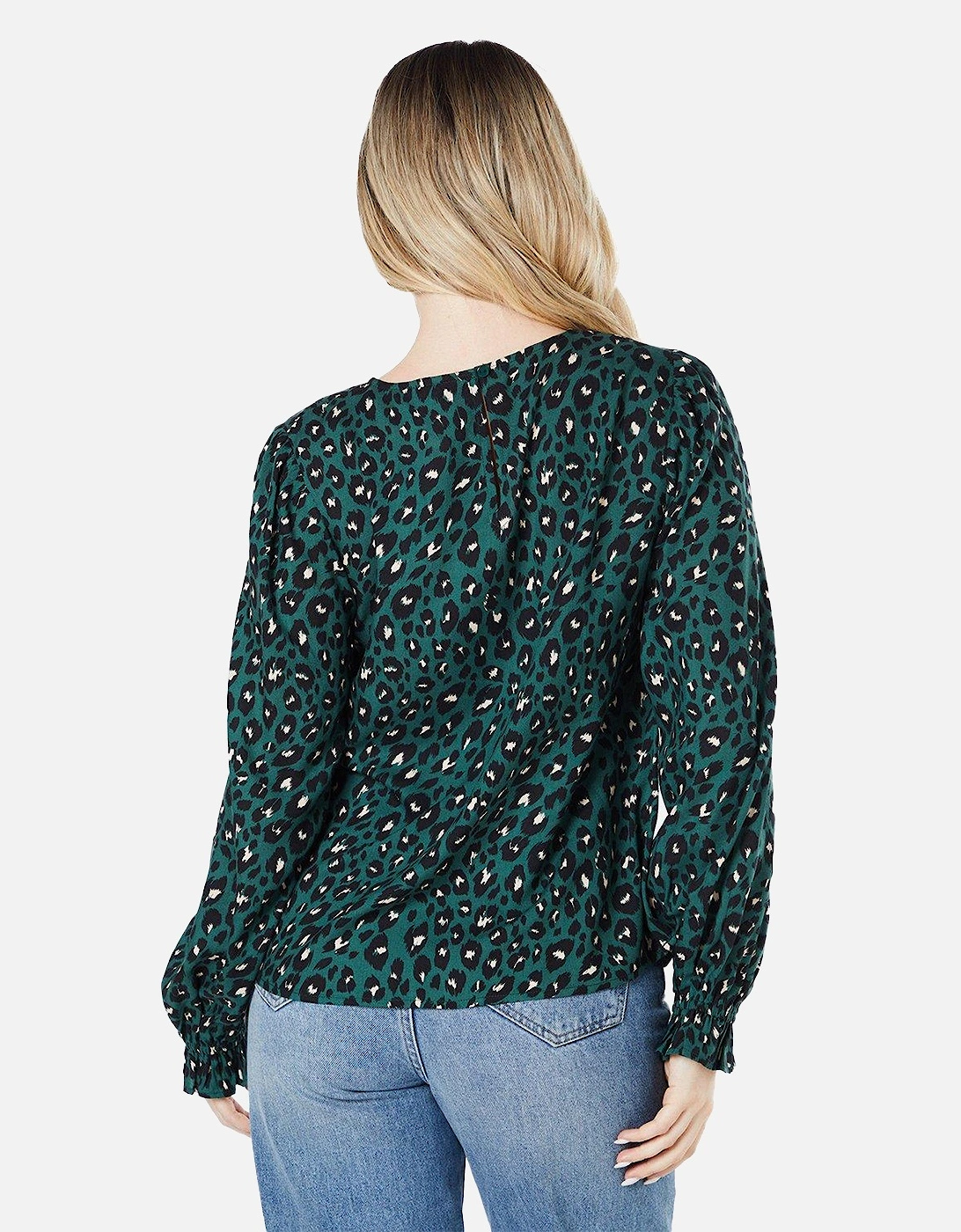 Womens/Ladies Animal Print Long-Sleeved Blouse