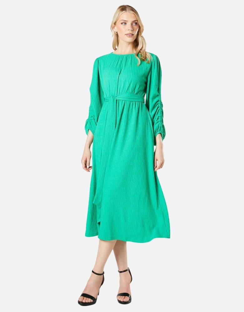 Womens/Ladies Textured Jersey Belt Midi Dress