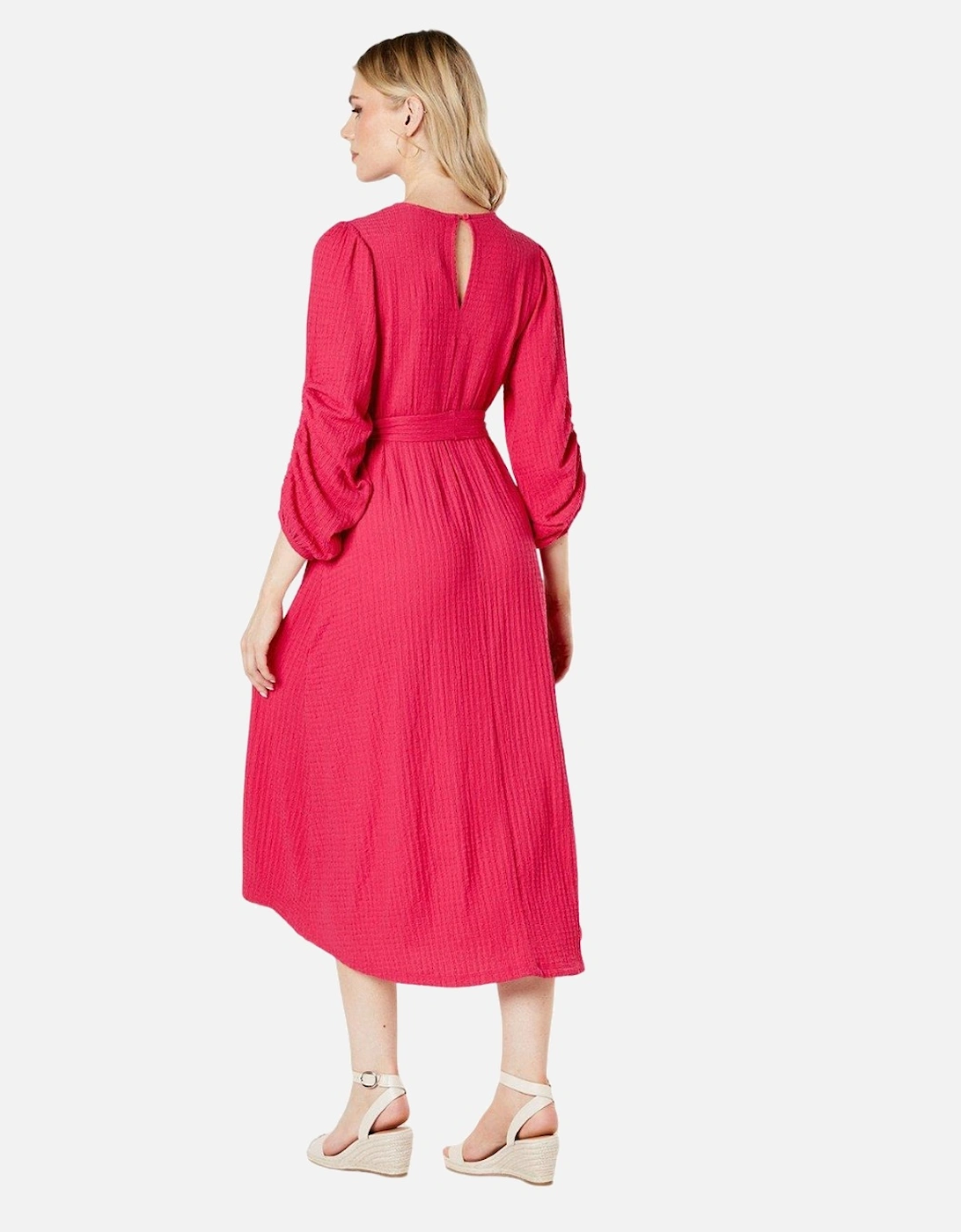 Womens/Ladies Textured Jersey Belt Midi Dress