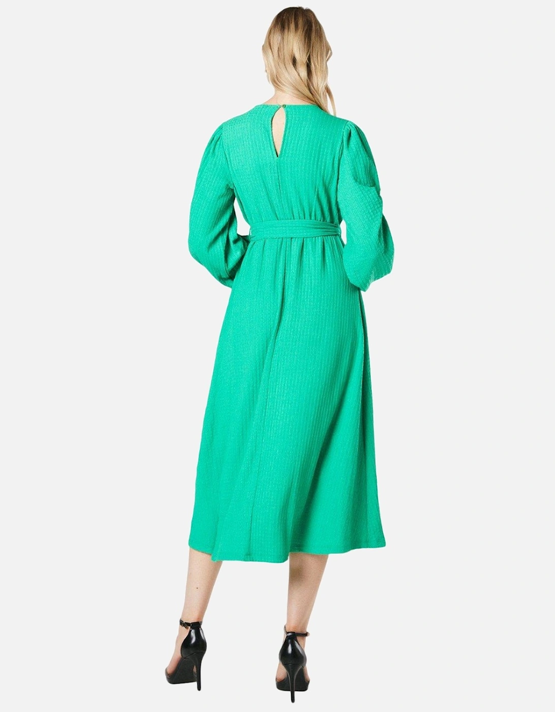 Womens/Ladies Textured Jersey Belt Midi Dress