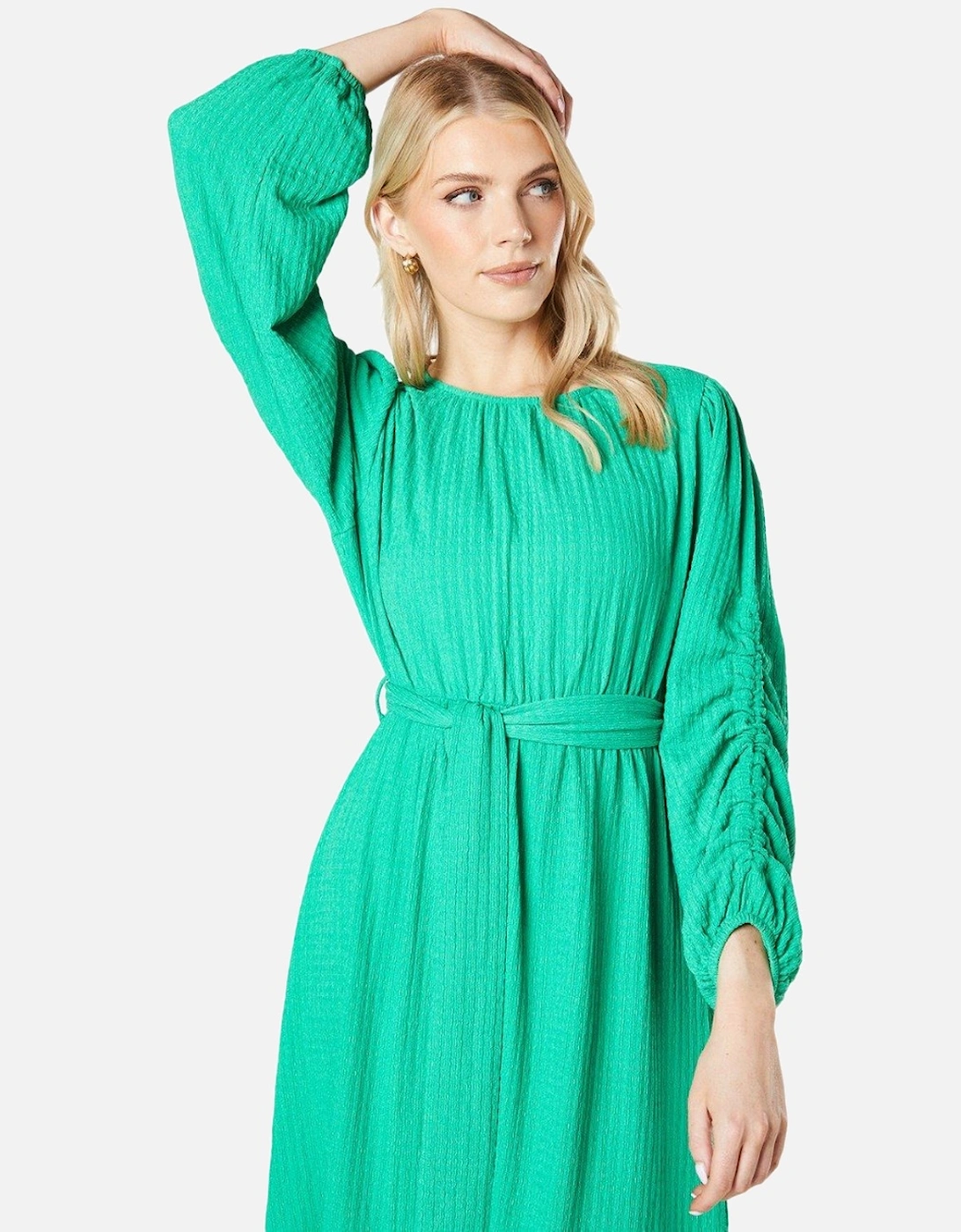 Womens/Ladies Textured Jersey Belt Midi Dress