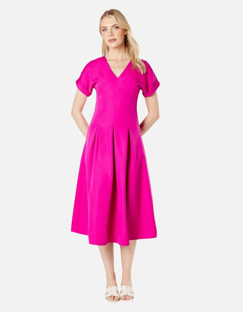 Womens/Ladies Pleat Front Midi Dress