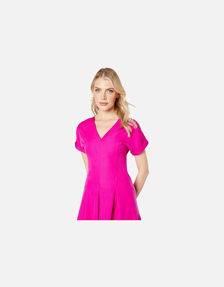 Womens/Ladies Pleat Front Midi Dress