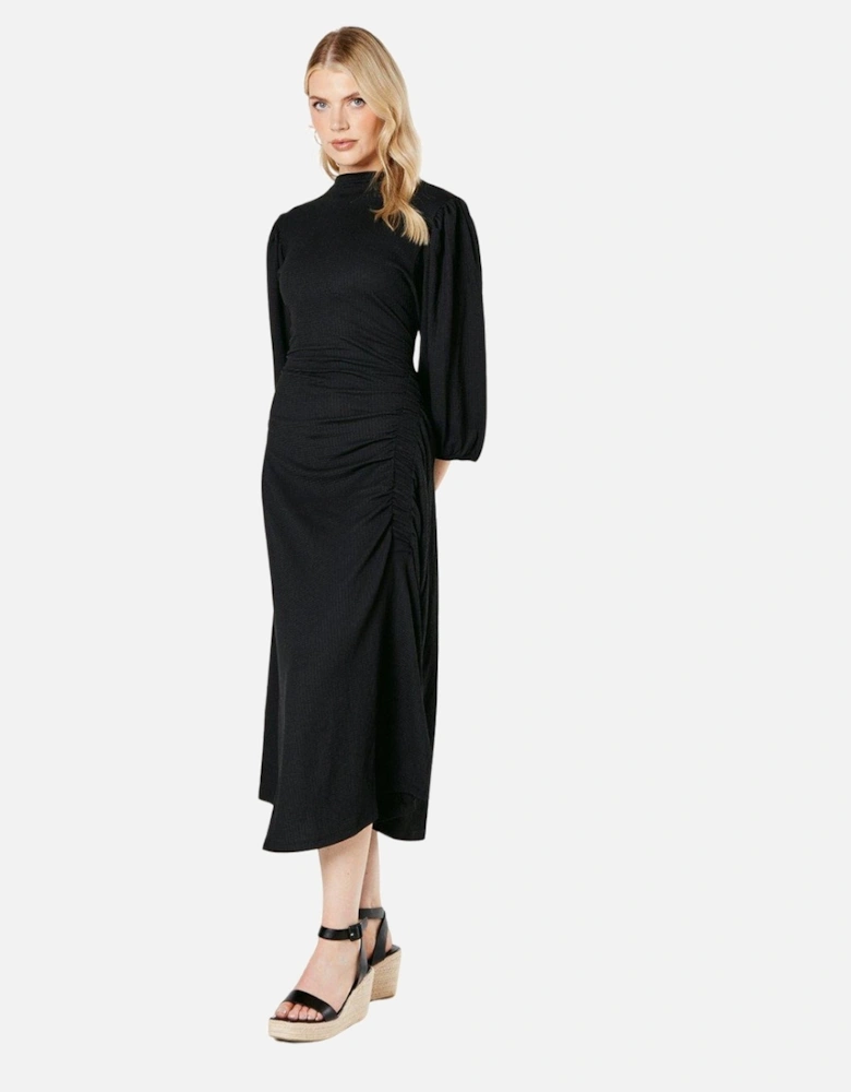 Womens/Ladies Ruched Jersey Textured Midi Dress