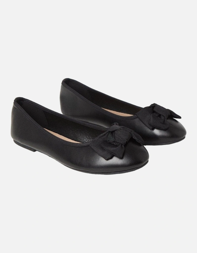 Womens/Ladies Palmer Bow Wide Ballerina Flats