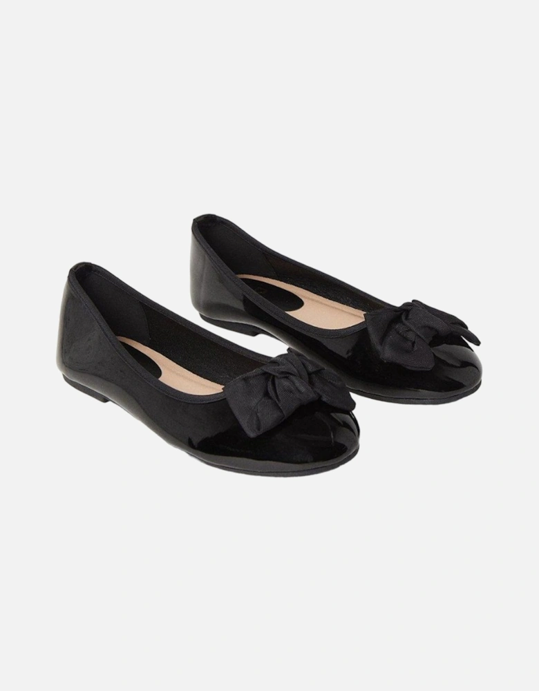 Womens/Ladies Palmer Bow Wide Ballerina Flats