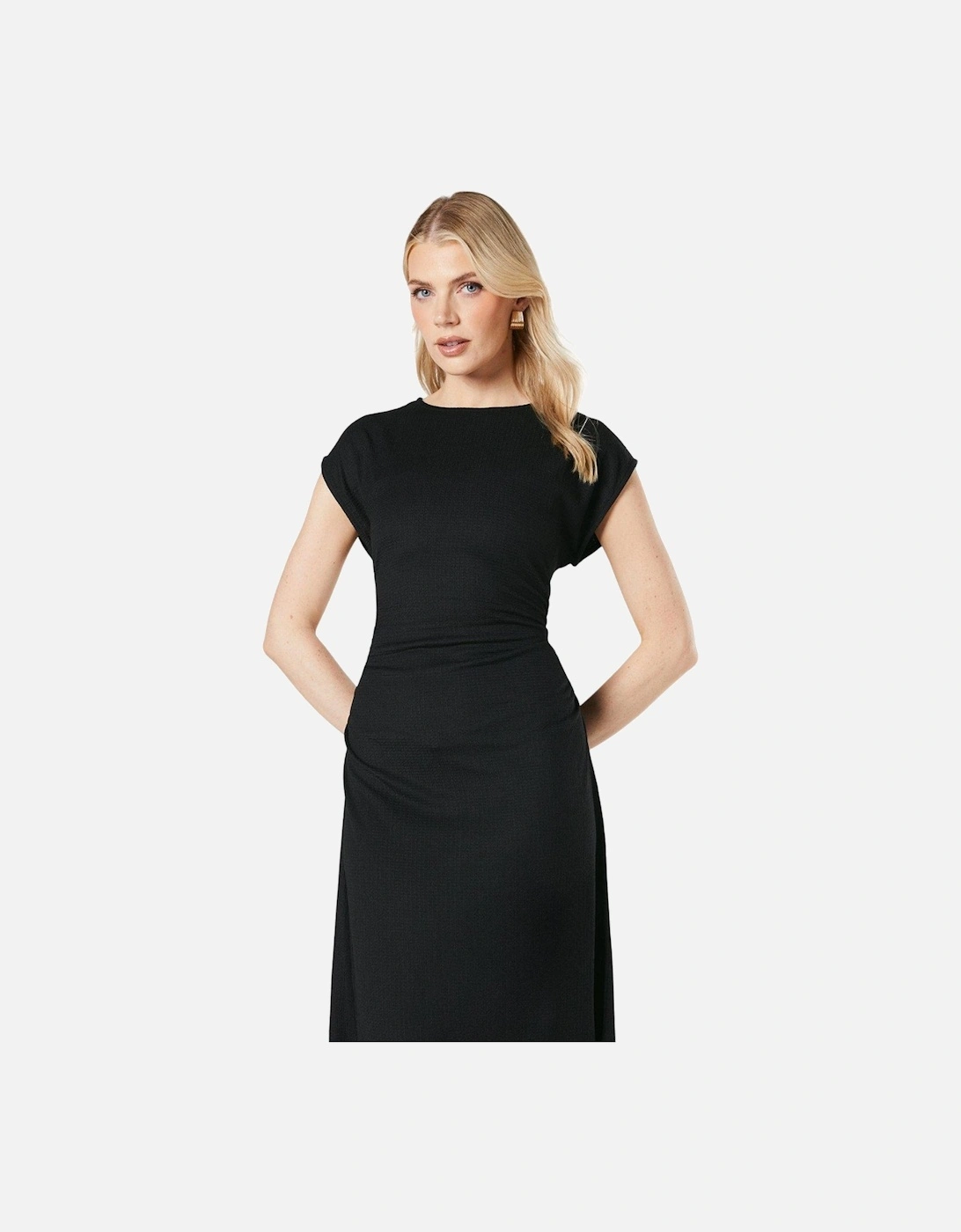 Womens/Ladies Textured Jersey Ruched Midi Dress