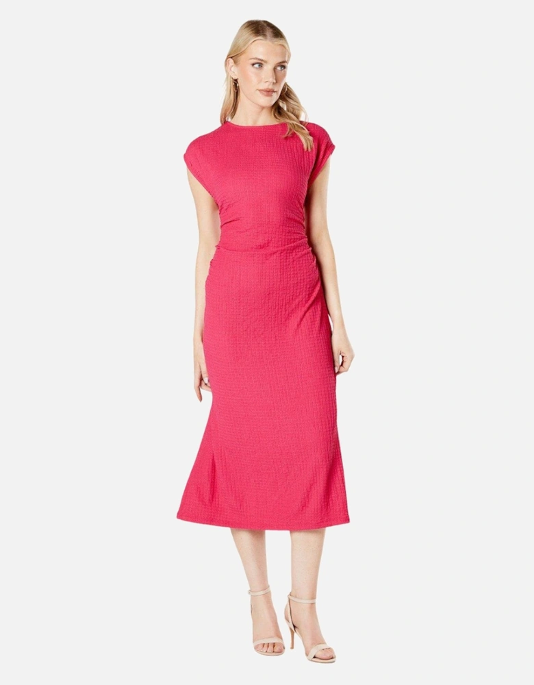 Womens/Ladies Textured Jersey Ruched Midi Dress