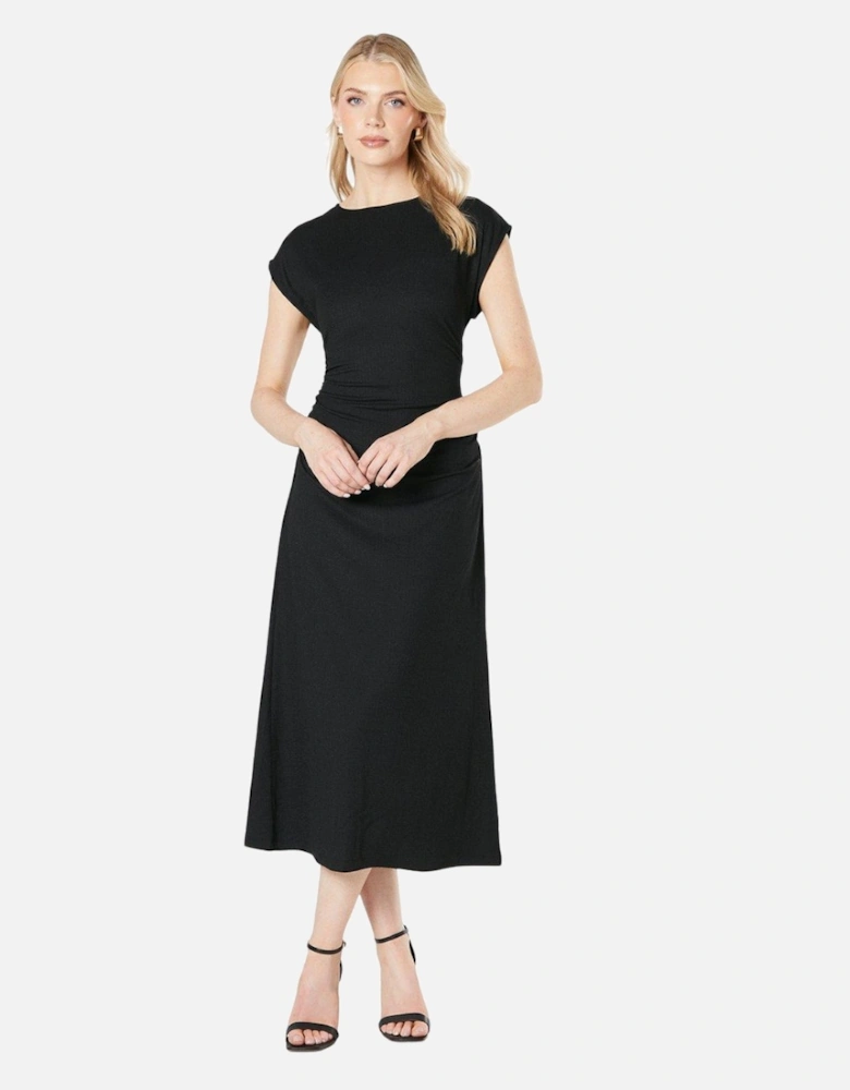 Womens/Ladies Textured Jersey Ruched Midi Dress