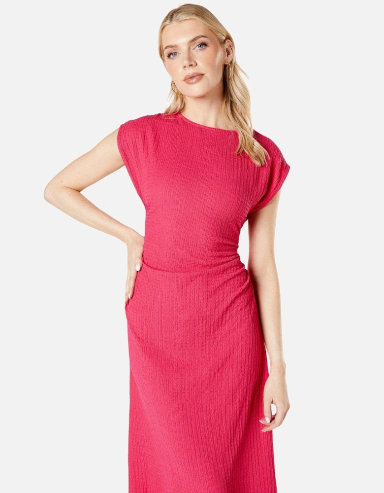 Womens/Ladies Textured Jersey Ruched Midi Dress