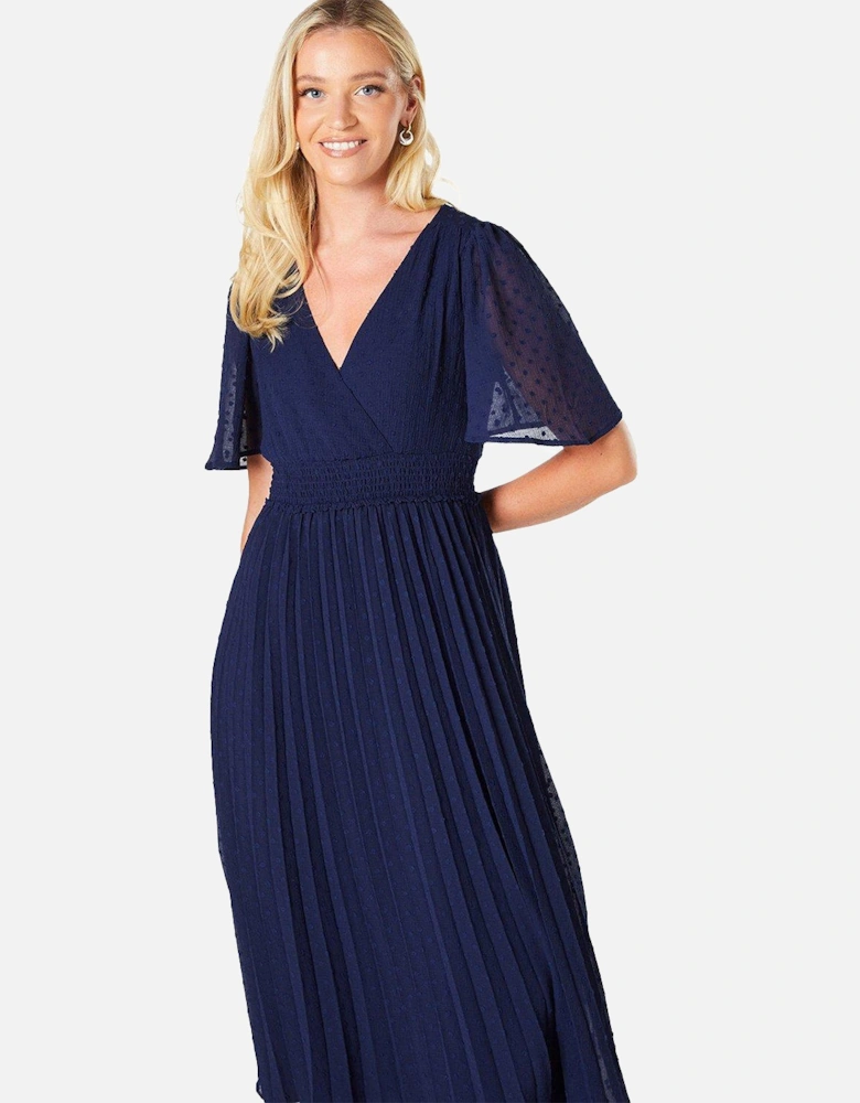 Womens/Ladies Pleated Dobby Chiffon Wrap Midi Dress