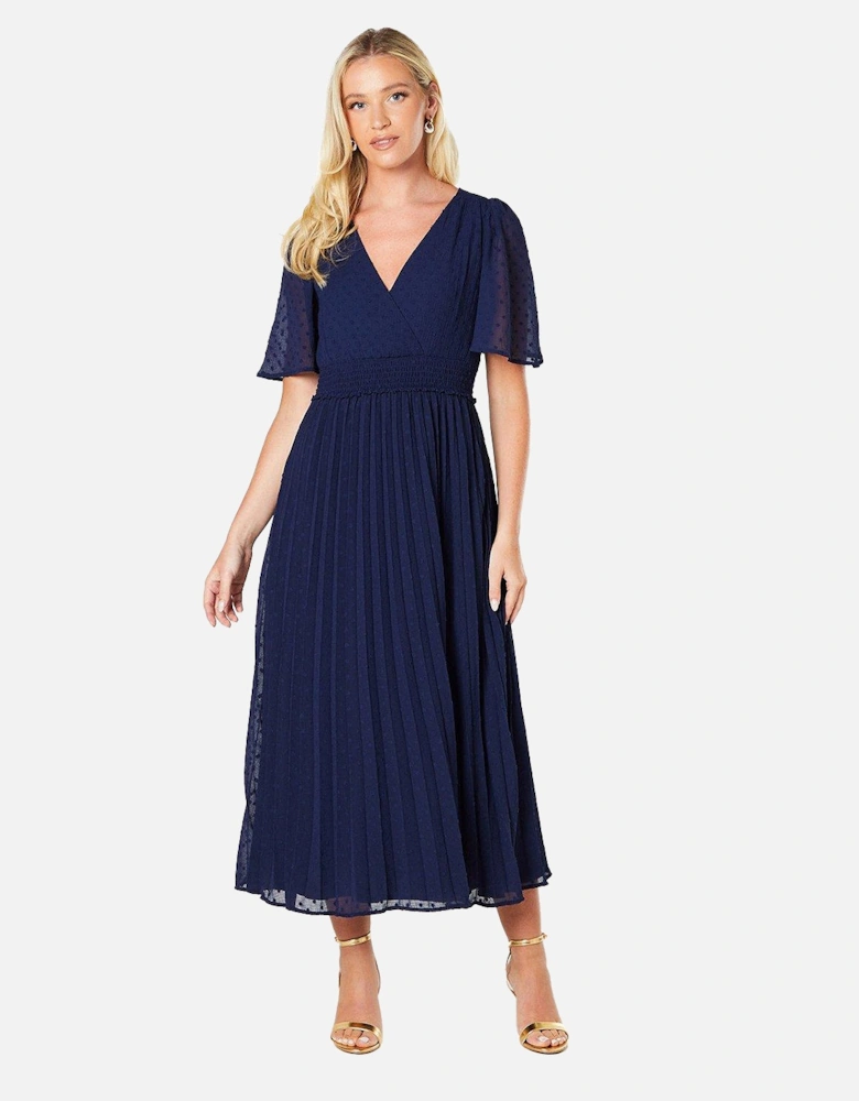 Womens/Ladies Pleated Dobby Chiffon Wrap Midi Dress