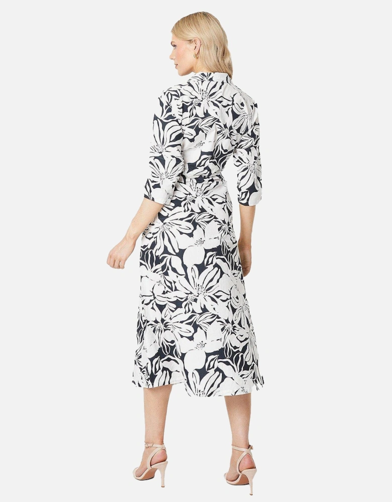 Womens/Ladies Floral Front Tie Midi Shirt Dress