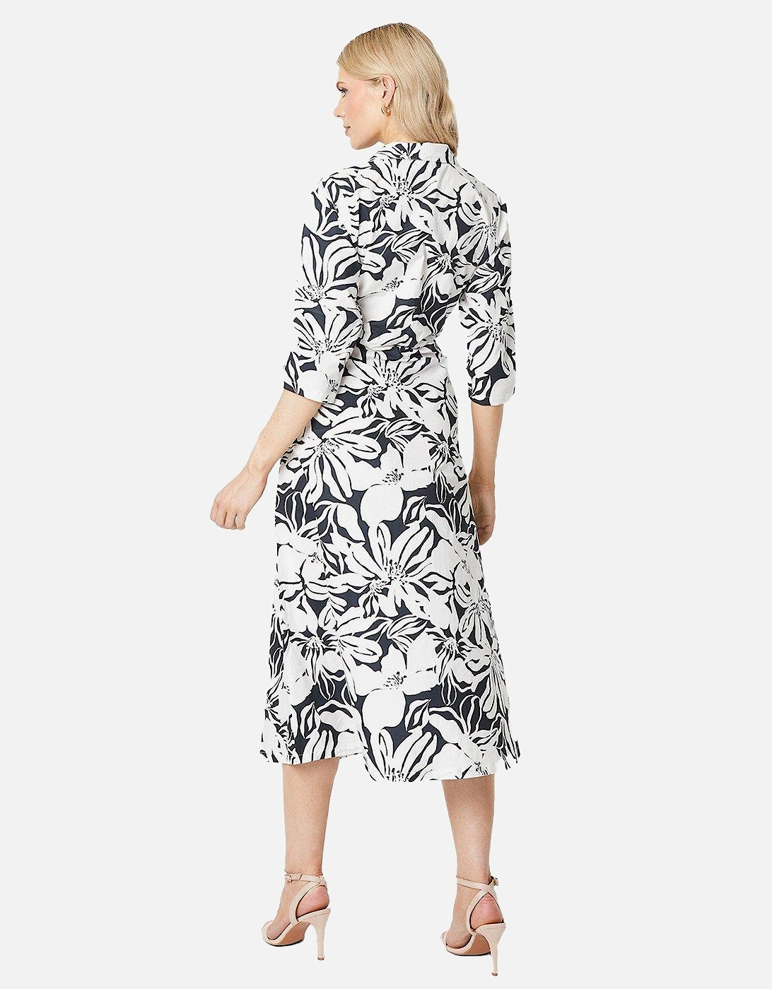 Womens/Ladies Floral Front Tie Midi Shirt Dress