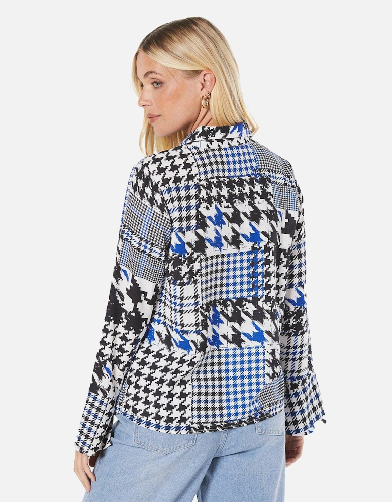 Womens/Ladies Dogtooth Collared Petite Shirt