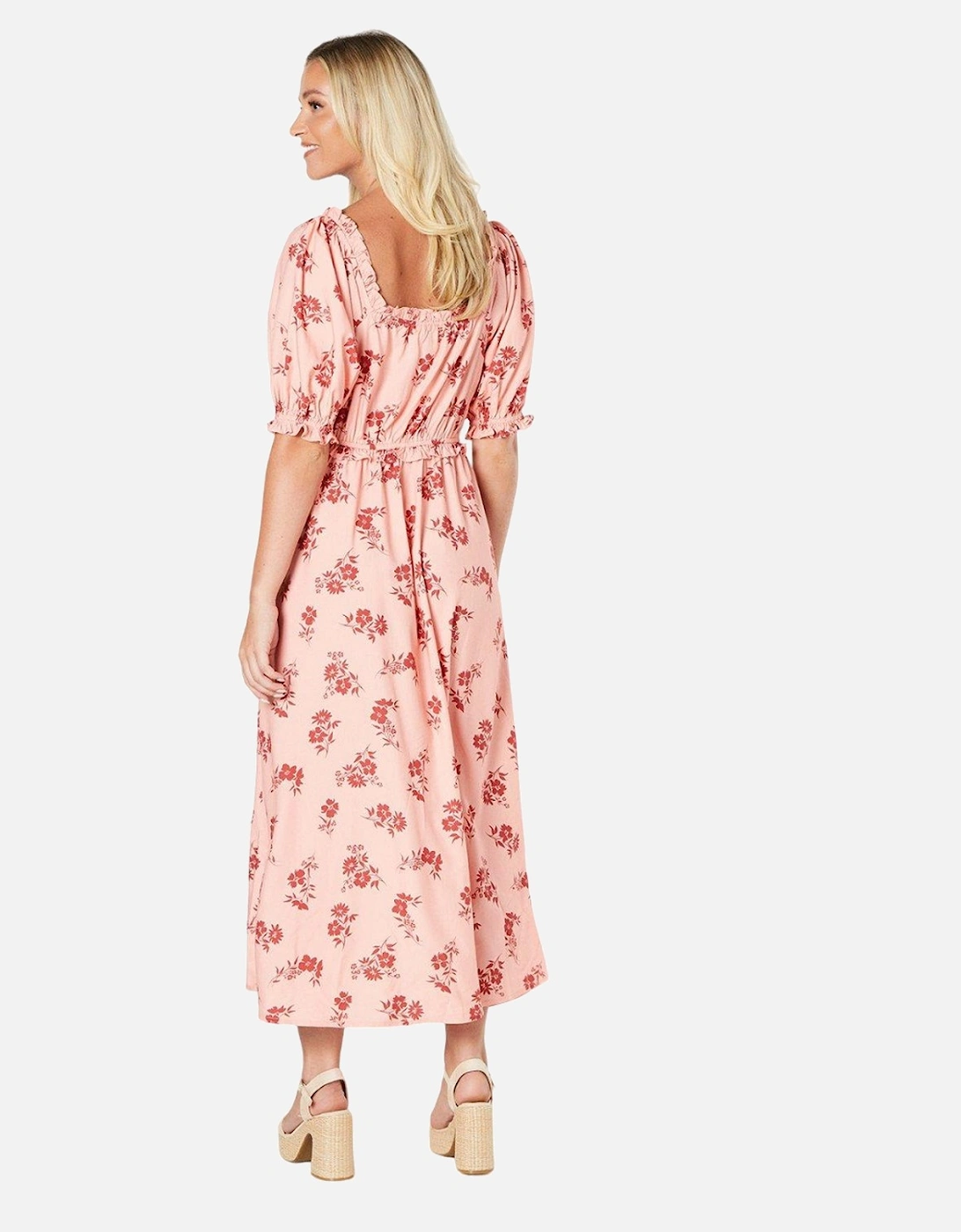 Womens/Ladies Floral Puff Sleeve Midi Dress