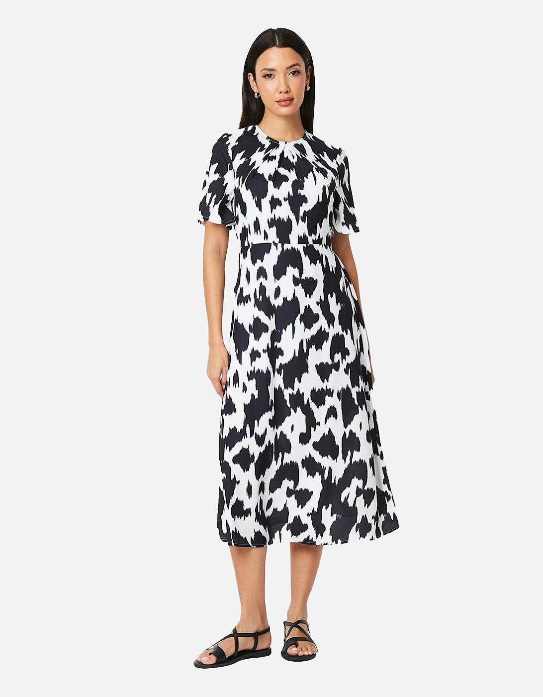 Womens/Ladies Dalmatian Print Volume Midi Dress, 5 of 4