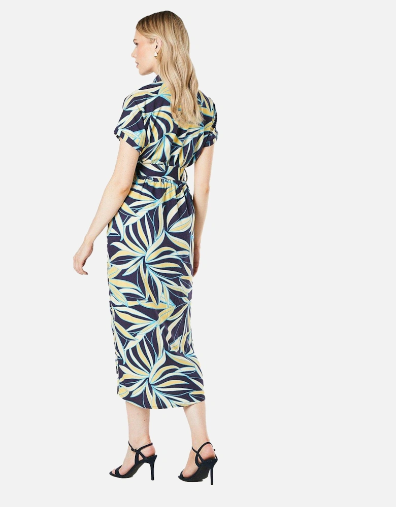 Womens/Ladies Leaf Print Wrap Midi Dress