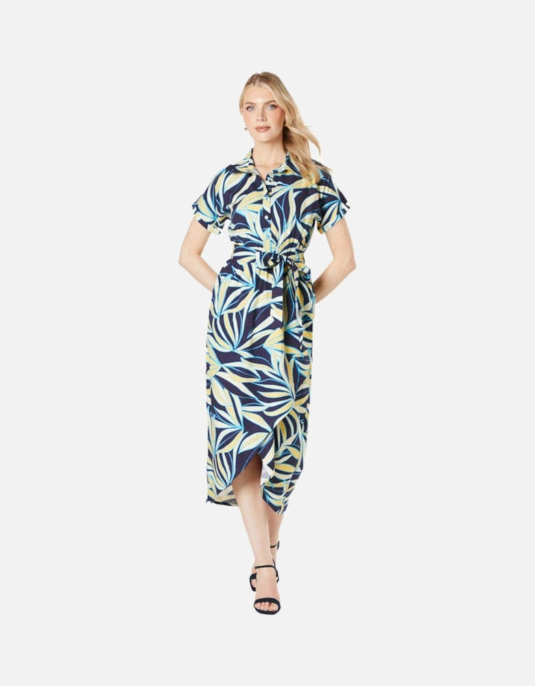 Womens/Ladies Leaf Print Wrap Midi Dress