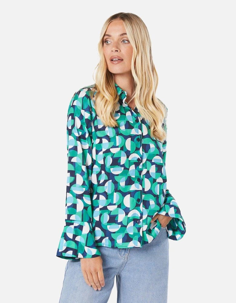 Womens/Ladies Geometric Open Petite Shirt