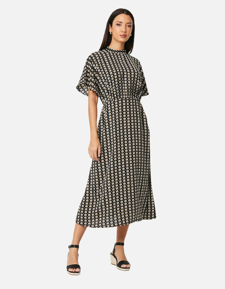 Womens/Ladies Geometric High-Neck Midi Dress