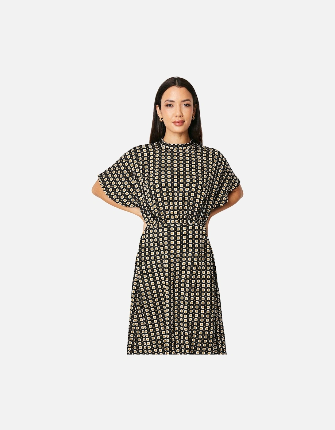 Womens/Ladies Geometric High-Neck Midi Dress